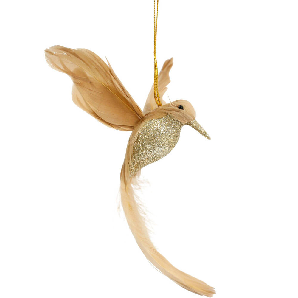 4PK LVD Wall Hanging Bird Ornament Decor Small 11x18cm - Champagne