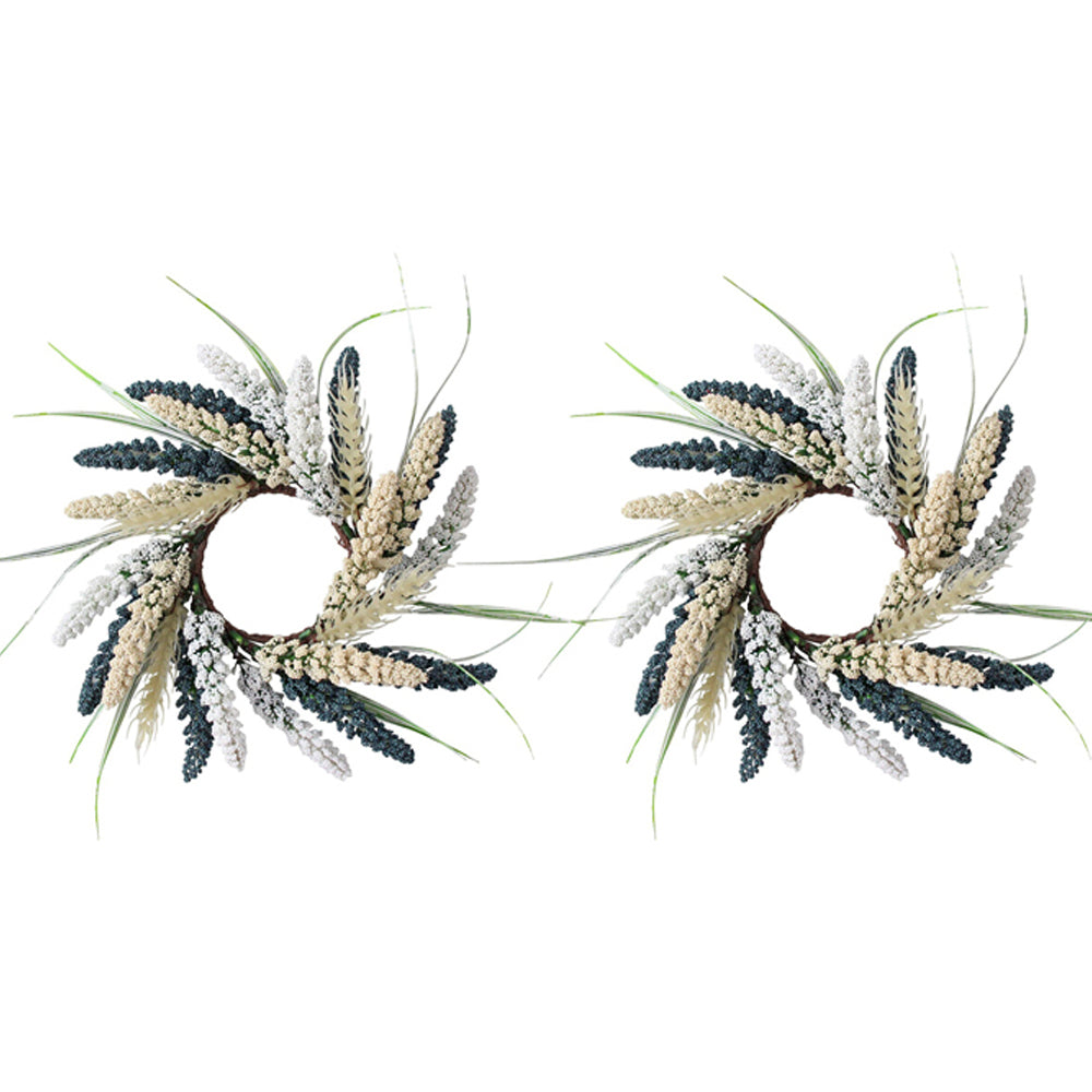 2PK LVD Candle Wreath 30cm Plastic Hamptons Home Decor Display
