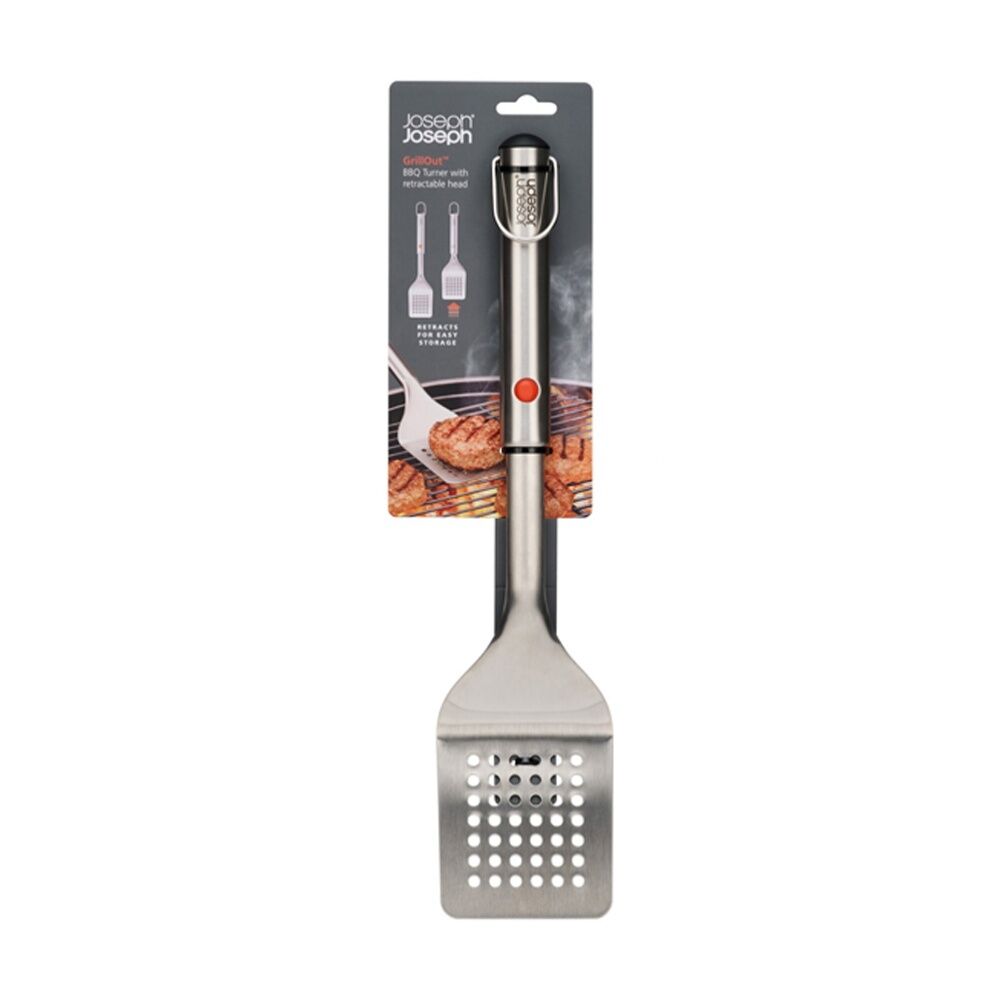 2PK Joseph Joseph GrillOut BBQ Slotted Turner With Retractable Head Steel