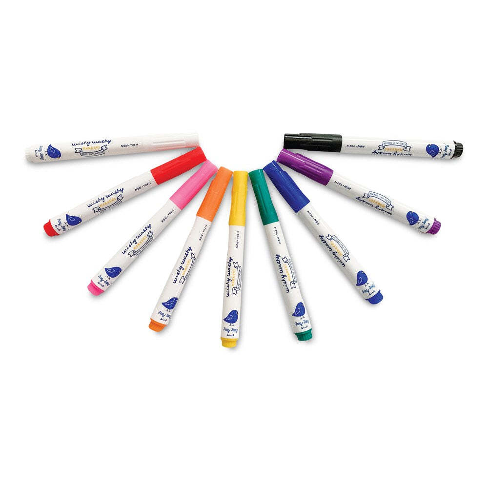 9PK Jaq Jaq Bird Wishy Washy Odorless Erasable Markers 3y+