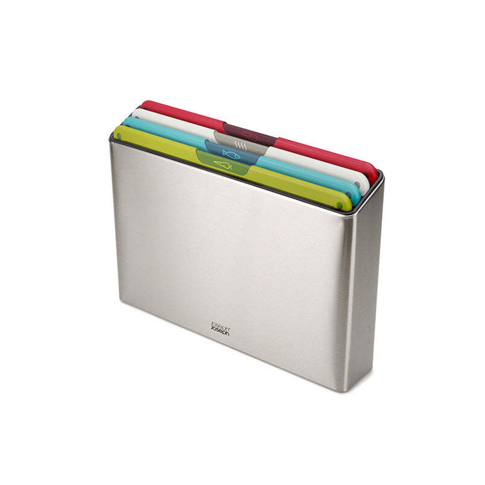 4pc Joseph Joseph Folio Icon Steel Chopping Board Set 24x34cm
