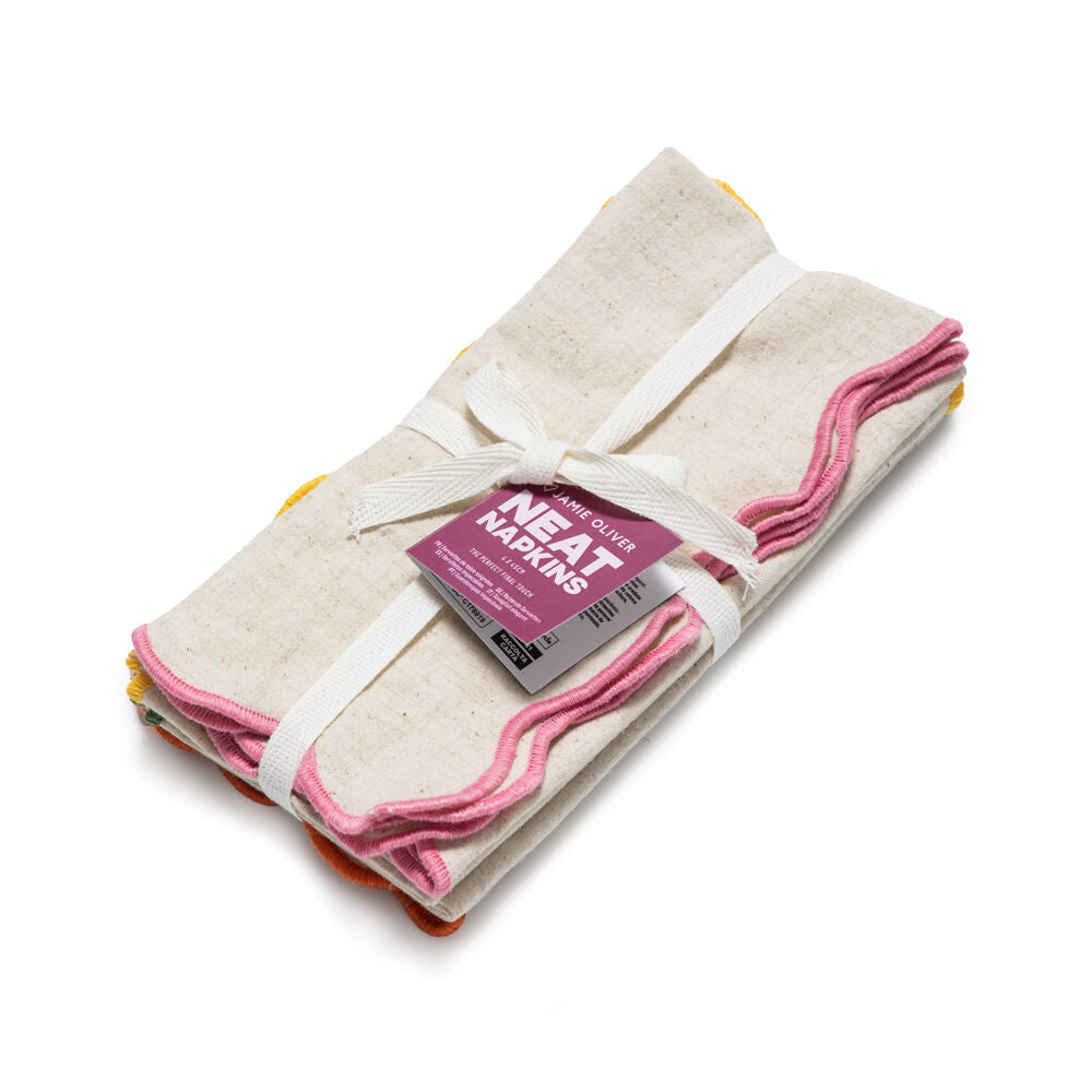 2PK 4pc Jamie Oliver Big Love Neat Napkin Set Cotton-Linen Multicoloured