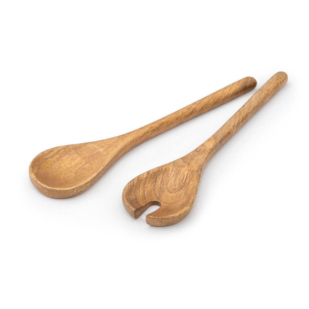 2x 2pc Jamie Oliver Big Love Mango Wood Salad Serving Spoon/Fork Set - Brown