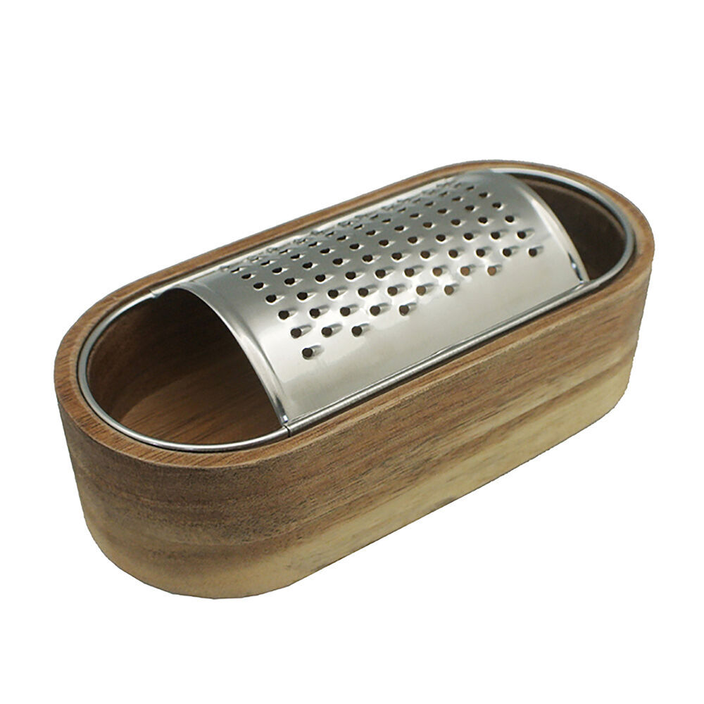 2PK Essen Acacia Wood Grater 15x7x4cm with Storage Box Kitchen Gadgets Brown
