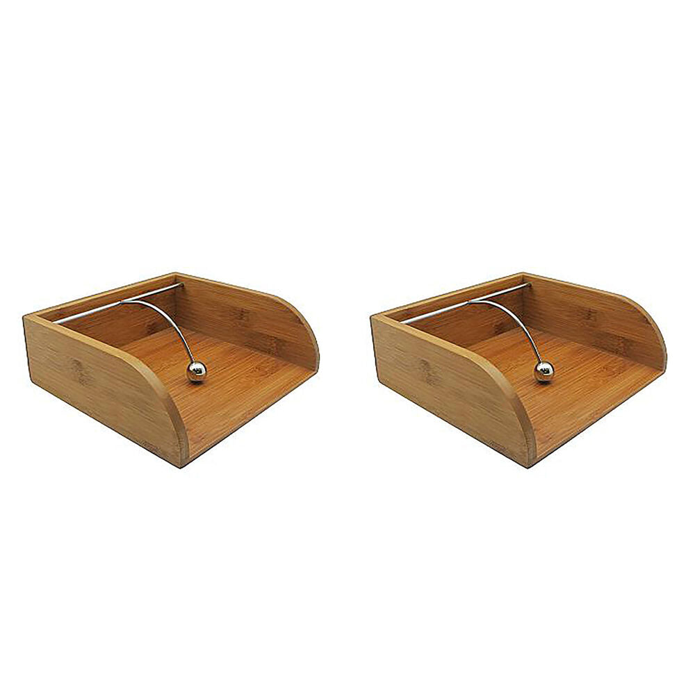 2PK Essen Bamboo Napkin Holder 21x20x7 Dispenser Stainless Steel Tableware Beige