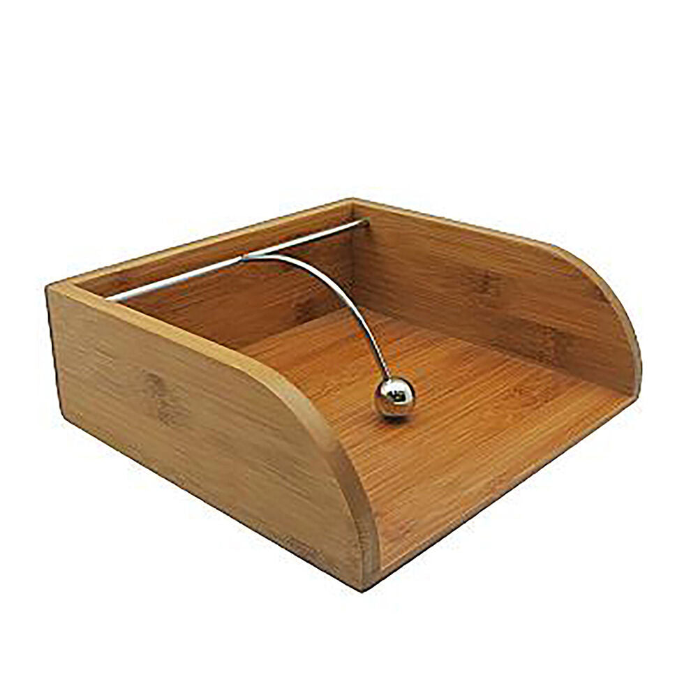 2PK Essen Bamboo Napkin Holder 21x20x7 Dispenser Stainless Steel Tableware Beige