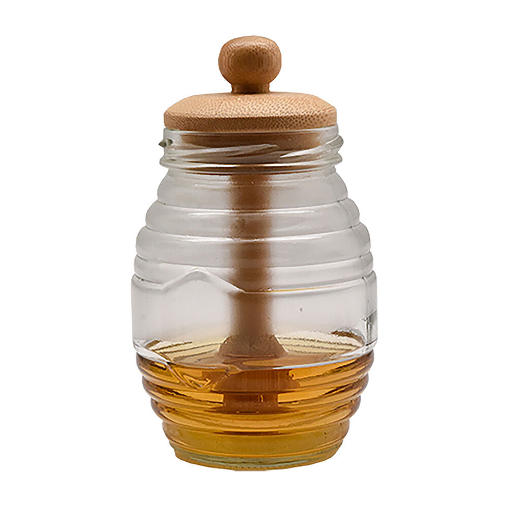 Essen Bamboo Honey Jar 8x14cm Glass Kitchen Storage & Organisation Clear