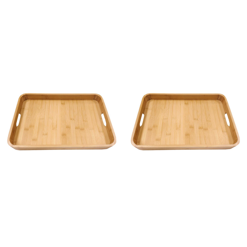 2PK Essen Bamboo Thin Tray 45x30x4m Serving Natural Finish Serveware Brown
