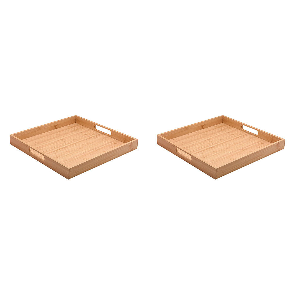 2PK Essen Bamboo Square Tray 35x4cm Serving Natural Finish Serveware Beige