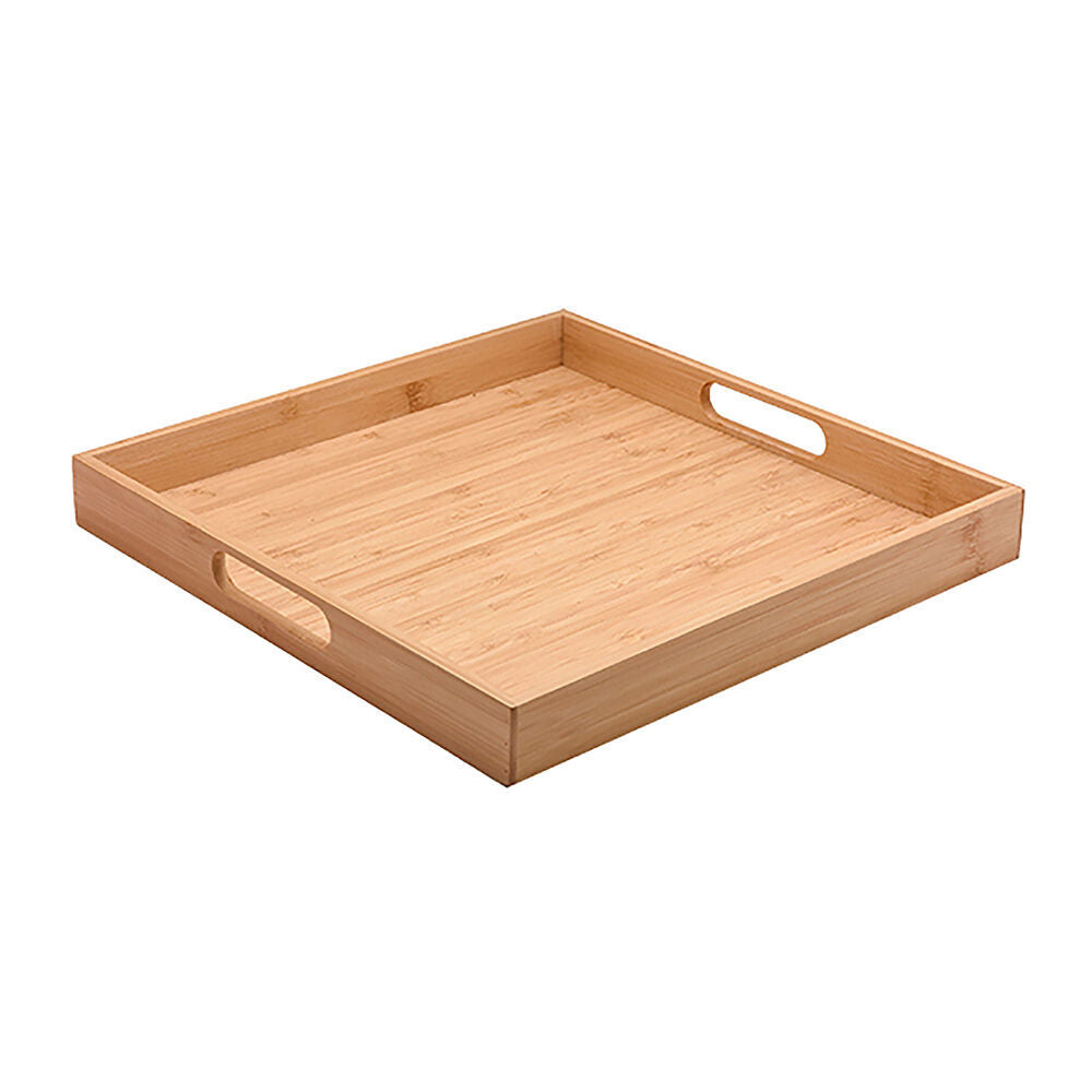 2PK Essen Bamboo Square Tray 35x4cm Serving Natural Finish Serveware Beige