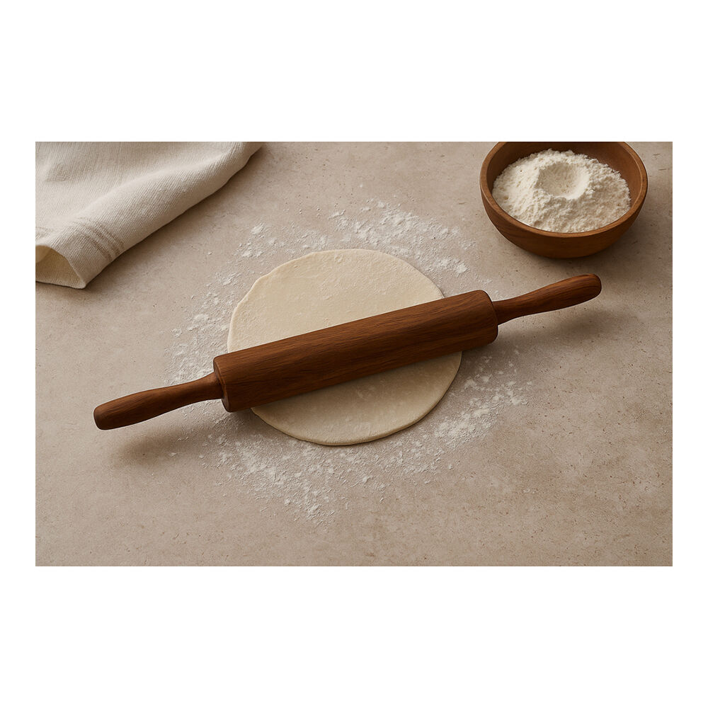 NF Living Acacia Wood Rolling Pin 45cm Smooth Handling Kitchen Utensil Brown