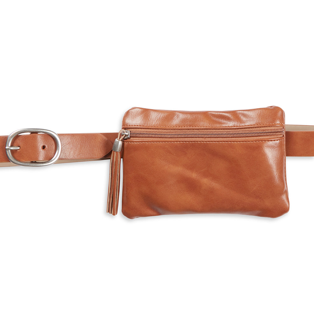 Jessica Simpson Size L/XL Women's Hip Bag On Belt w/Tassel Tan