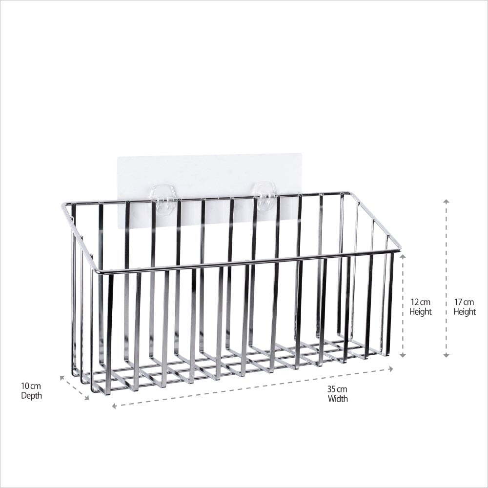 I-Hook 35cm Stainless Steel Handy Suction Basket - Silver