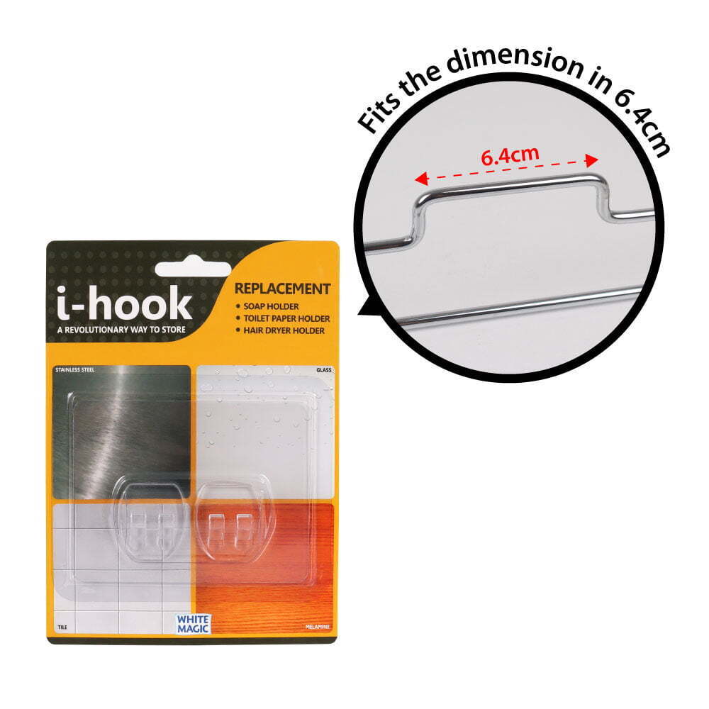 2x I-Hook R2 Replacement 10cm Wall Storage For Soap Holder - Clear