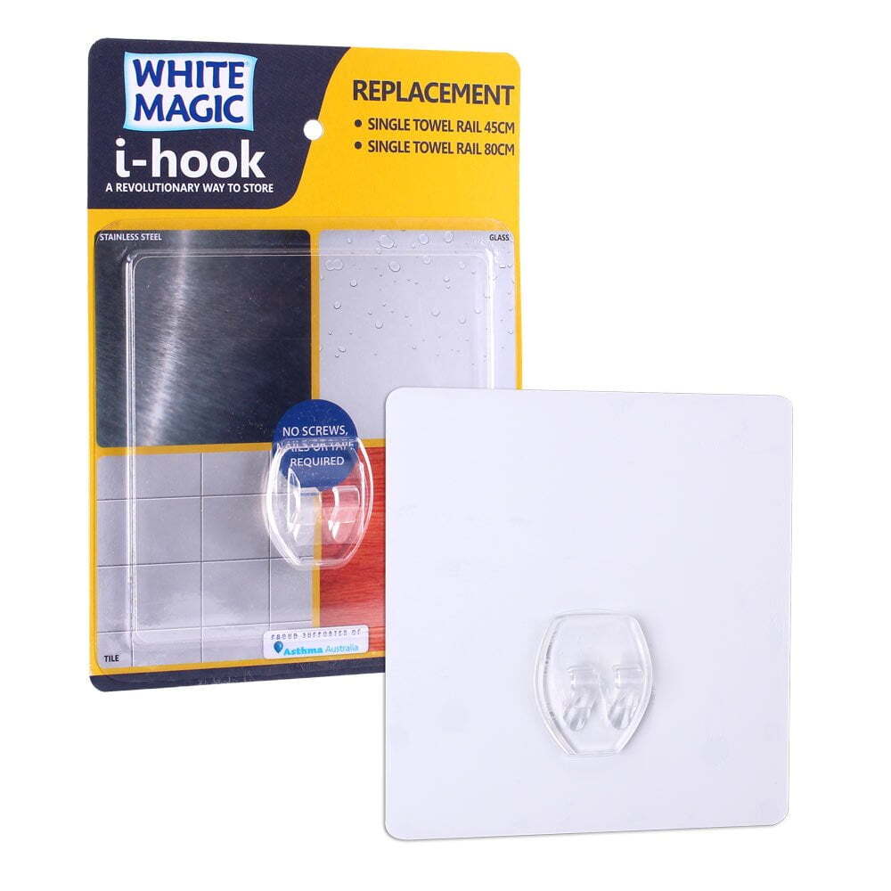 2x I-Hook R3 Replacement 10cm Wall Storage For Single Towel Rail - Clear