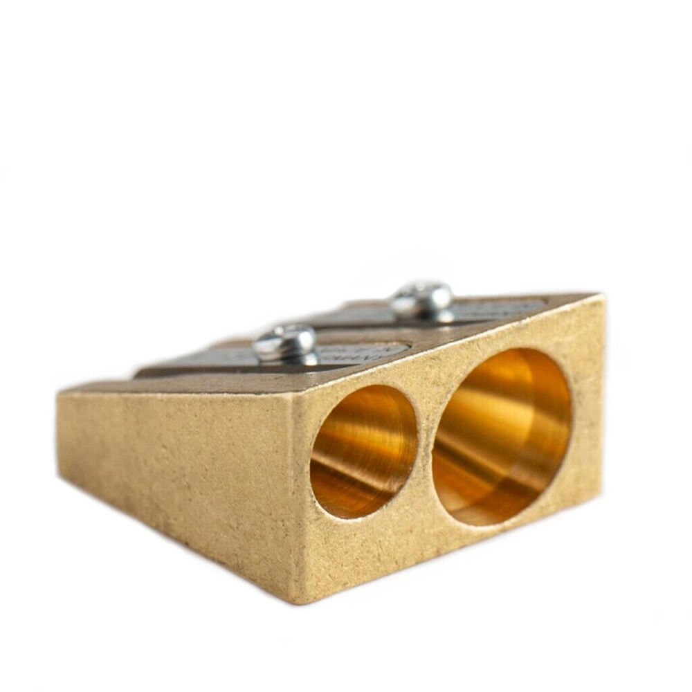 2PK Kum Artists Ultra-Hard Double Hole Wedge Pencil Sharpener 8-11mm Brass