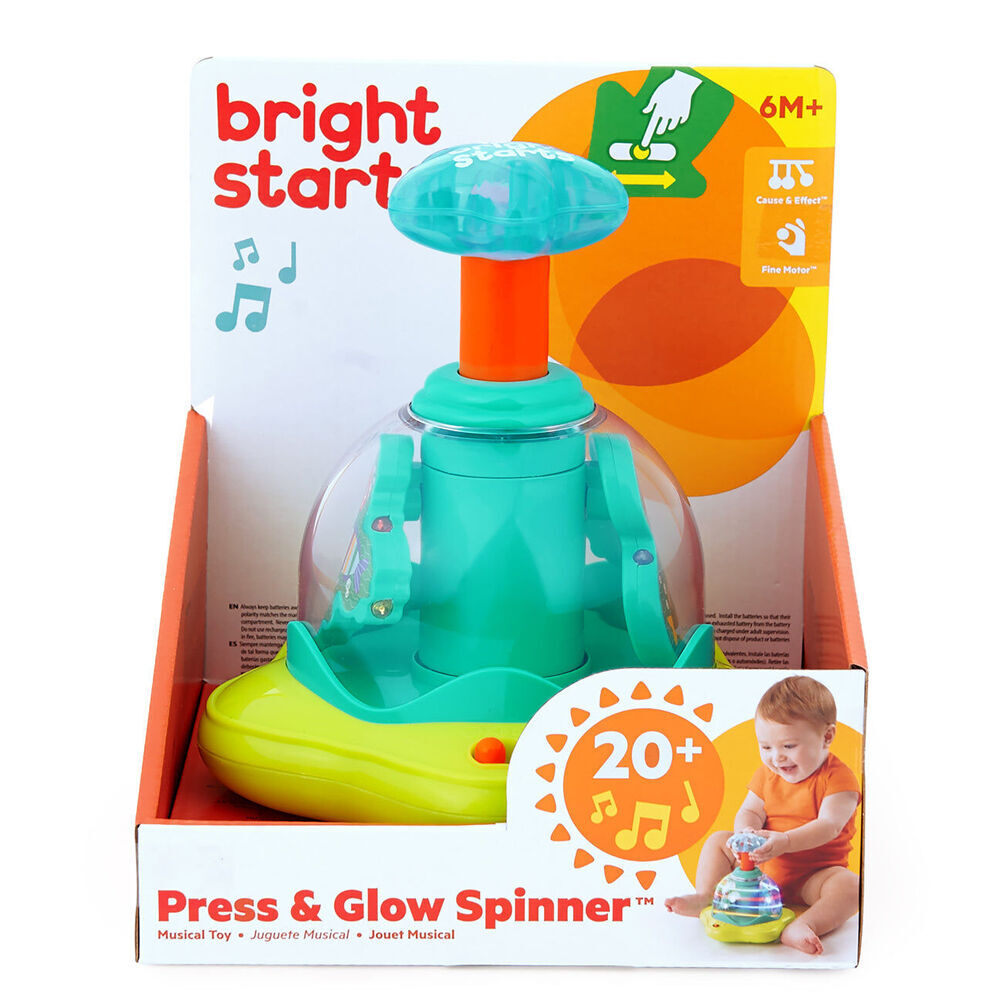 2PK Bright Starts Press & Glow Spinner Interactive Baby Toy w/Lights and Sounds 6m+