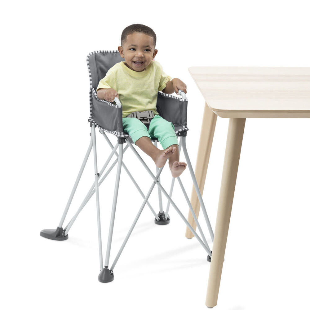 Bright Starts Pop 'N Dine Portable On-The-Go Toddler High Chair Grey 6m+
