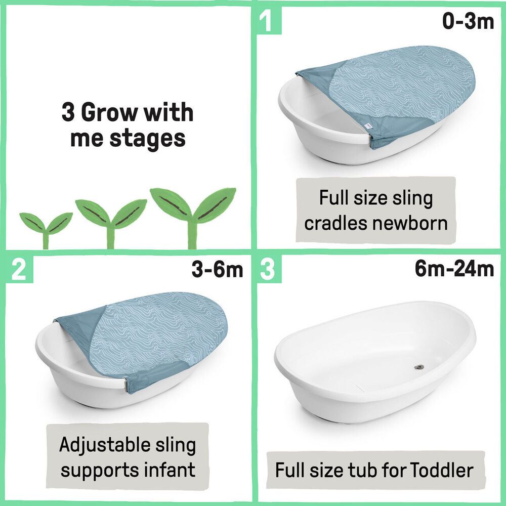 Ingenuity Full Comfort 3in1 Grow with Me Newborn Infant Toddler Bathing Tub 0m+