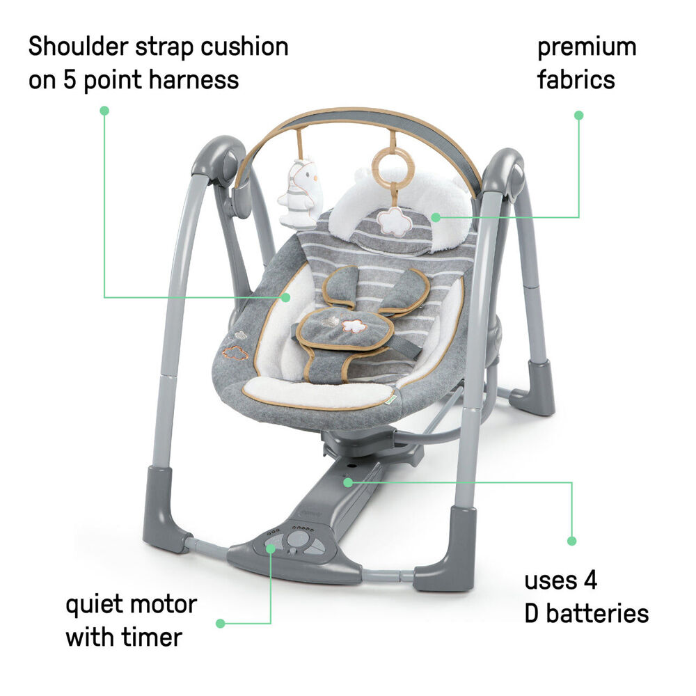 Ingenuity Boutique Collection Deluxe Swing 'n Go Portable Baby 0m+ Bella Teddy