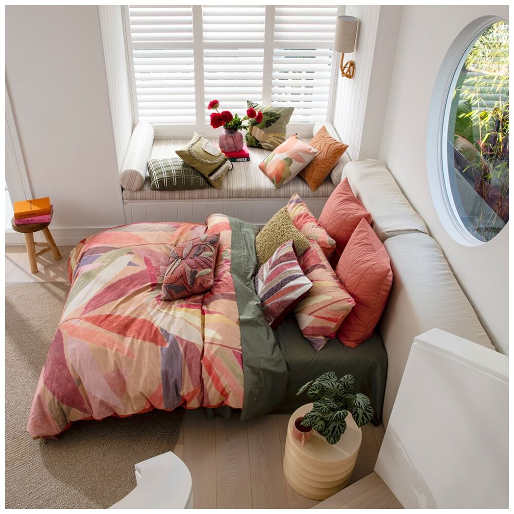 KAS Australia Alberto Quilt Cover Hand Painted Leaf Cotton Multi - Super King