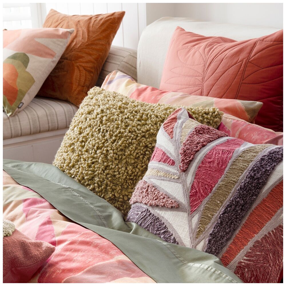 KAS Australia Alberto Quilt Cover Hand Painted Leaf Cotton Multi - Super King