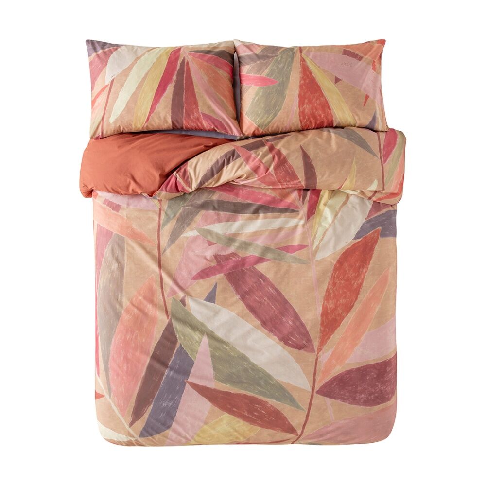 KAS Australia Alberto Quilt Cover Hand Painted Leaf Cotton Multi - Super King