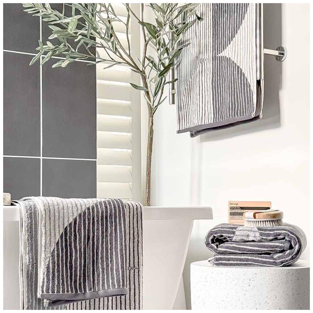 KAS Australia Oversized Harri Hand Towel Modern Cotton Jacquard 550GSM Charcoal