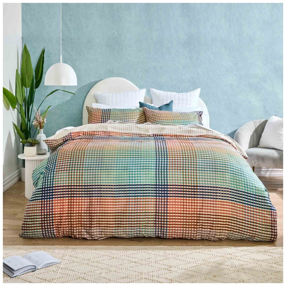 KAS Australia Ferdinand Quilt Cover Check Style Print 100% Cotton