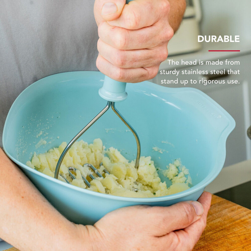 KitchenAid Soft Grip Metal Masher Cooking Utensil - Mineral Water