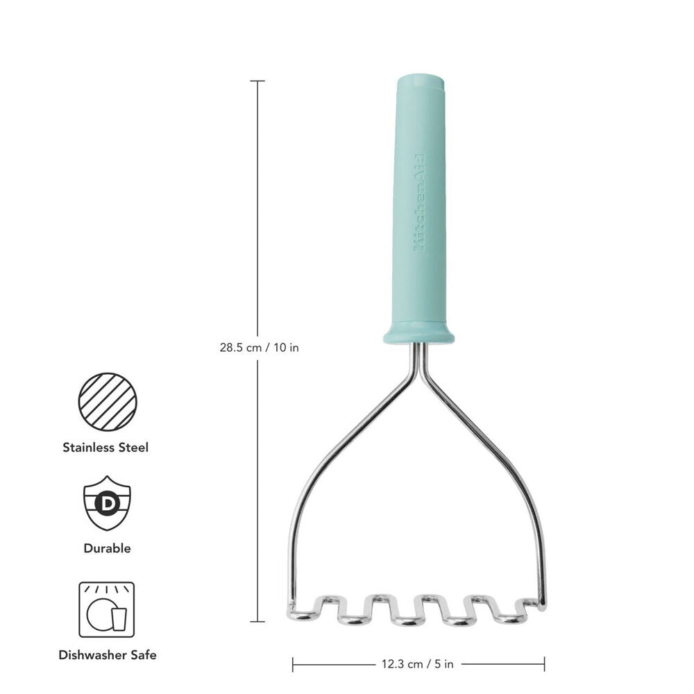 KitchenAid Soft Grip Metal Masher Cooking Utensil - Mineral Water