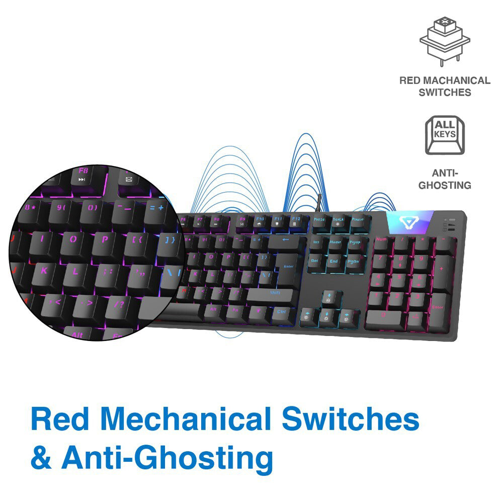 Laser Gaming LED Wired Mechanical Keyboard For PC/Computer - Black