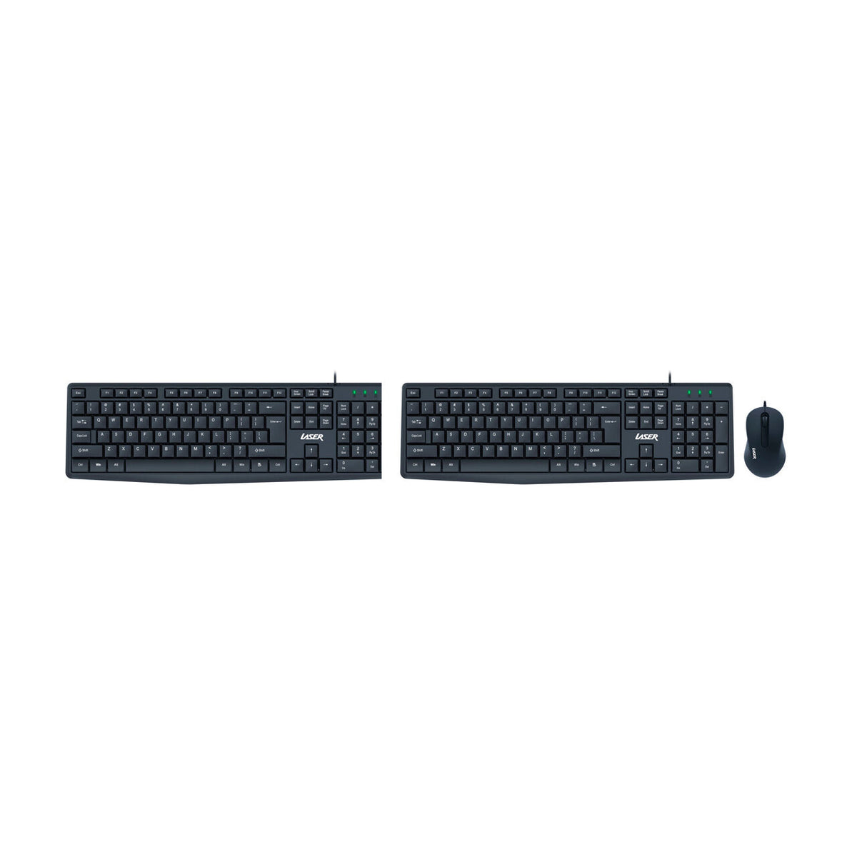2PK Laser Wired Office Keybord and Mouse Ergonomic Portable Combo Set Black