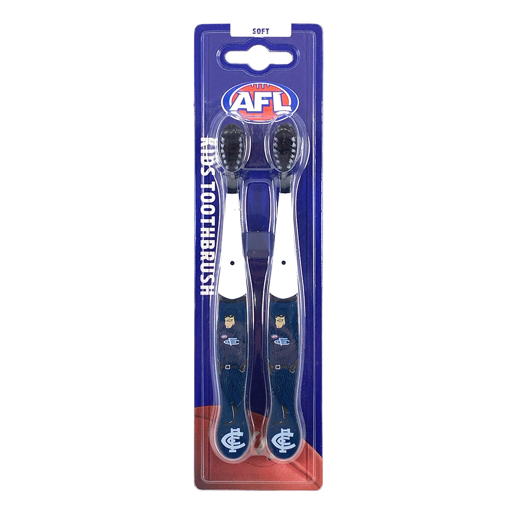 5x 2pc AFL Mascot Kids/Children Soft Bristles Toothbrush Carlton Blues 3y+