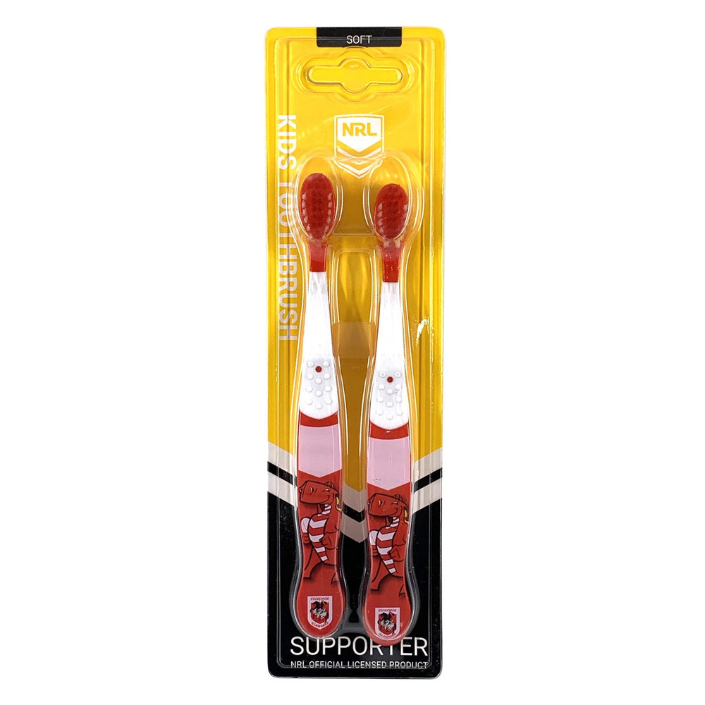 5x 2pc NRL Mascot St. George Illawara Dragons Kids/Toddler Soft Toothbrush 3y+