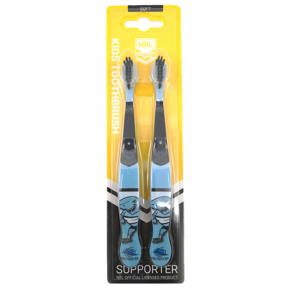 5x 2pc NRL Mascot Cronulla Sharks Kids/Toddler Soft Toothbrush 3y+