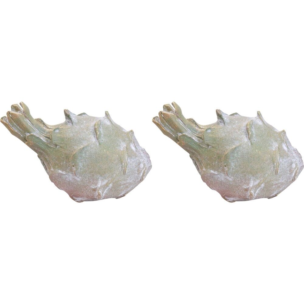 2PK LVD Poly Resin Artichoke Decoration Sculpture Large 19.5x11cm