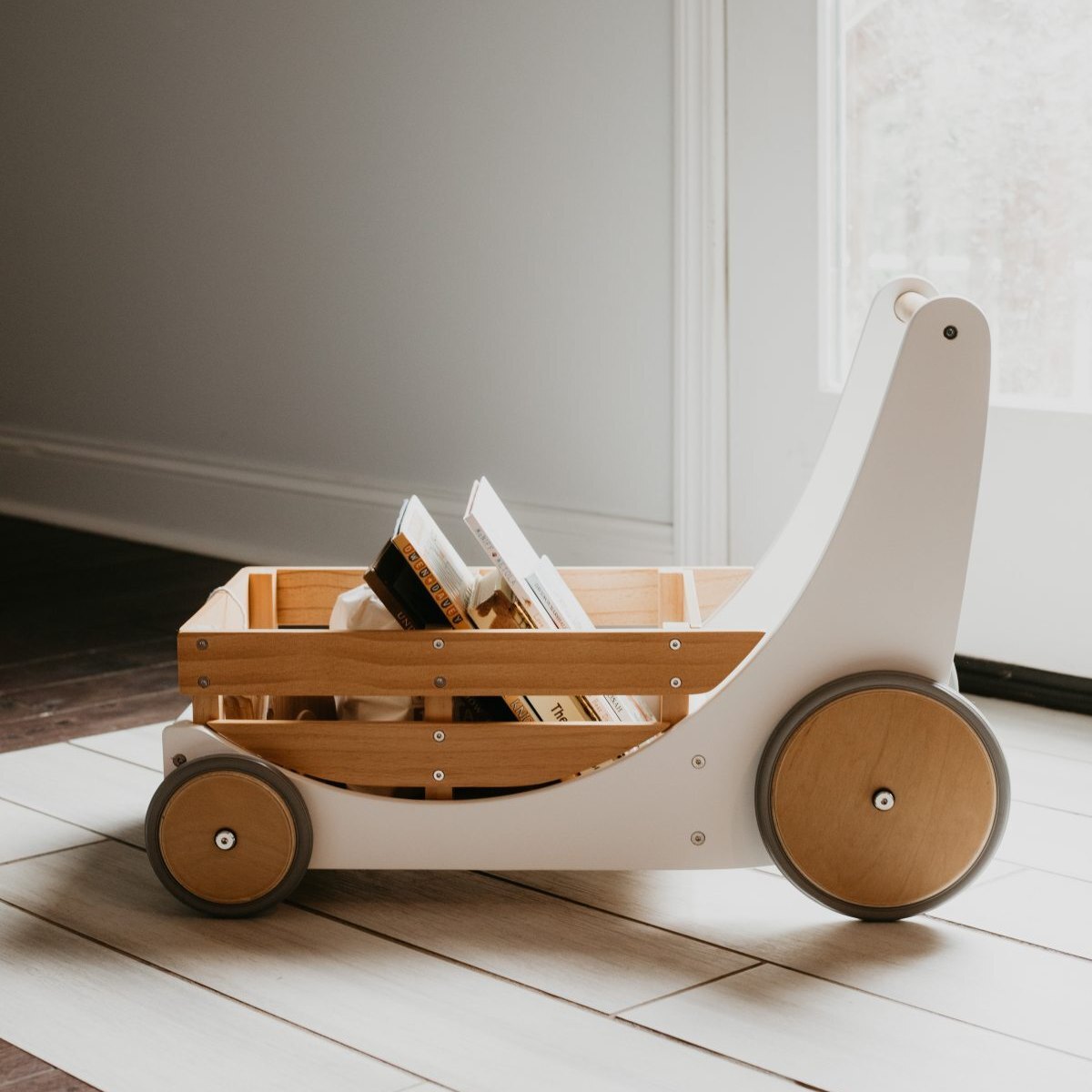 Kinderfeets Wooden 62cm Cargo Walker White Baby/Toddler Toy 12m+