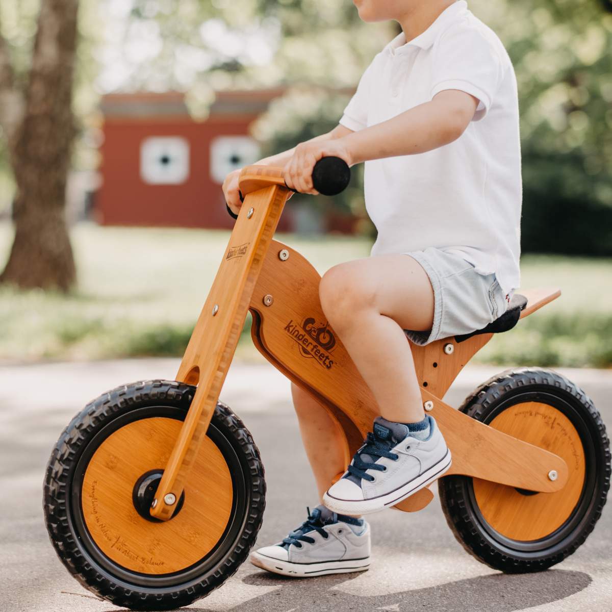 Kinderfeets 84cm Wood Balance Bike Kids Ride-On Toy Brown 2y+