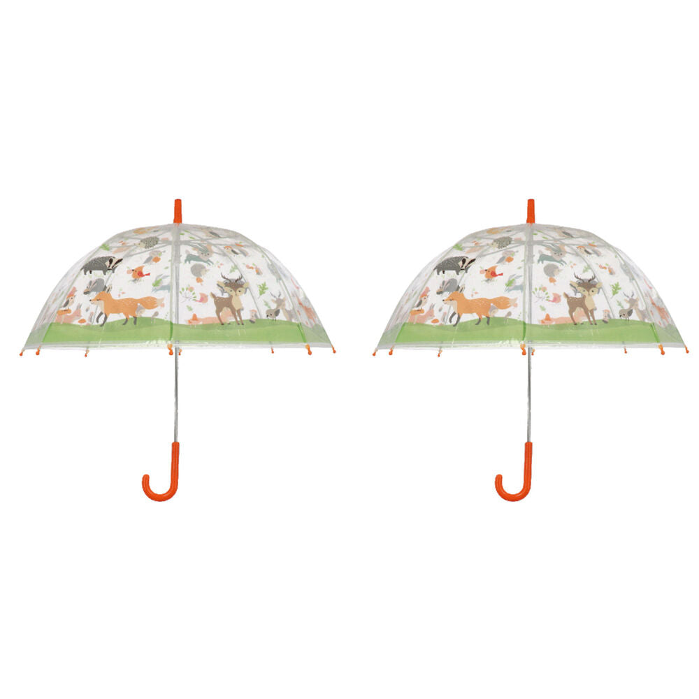 2PK Esschert Design Children's Umbrella Forest Animals Transparent Automatic