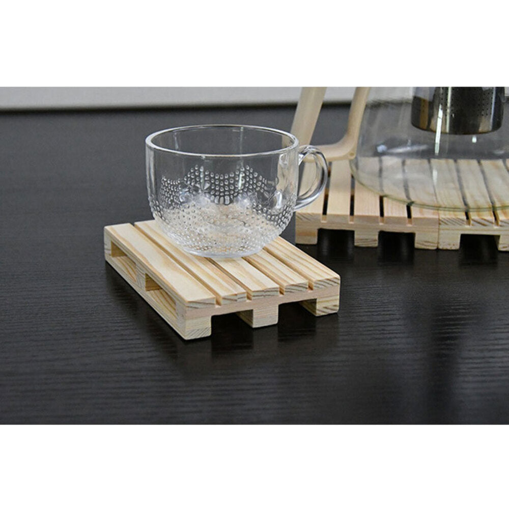 4PK Pallet Glass Wooden Coaster