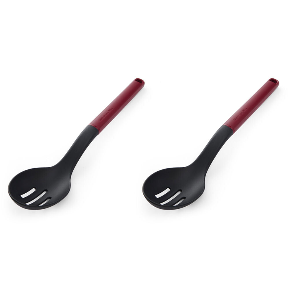 2PK KitchenAid Classic Slotted Nylon Cooking Spoon/Kitchen Utensil Empire Red