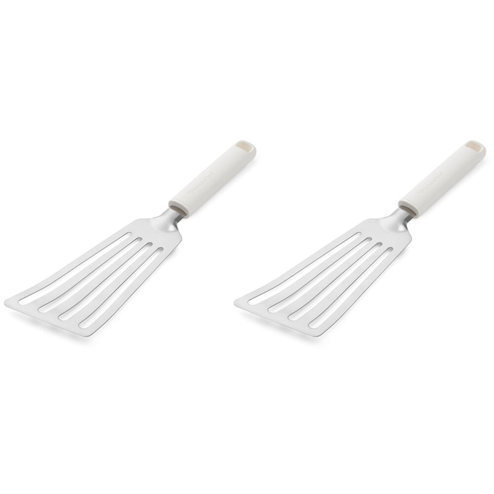 2PK KitchenAid Classic Metal Flexable Turner/Spatula Cooking Utensil Porcelain White
