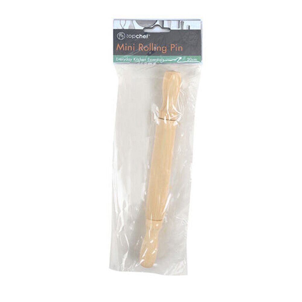 6PK Topchef Mini Wooden Rolling Pin Kitchen Baking Utensil 20cm Natural