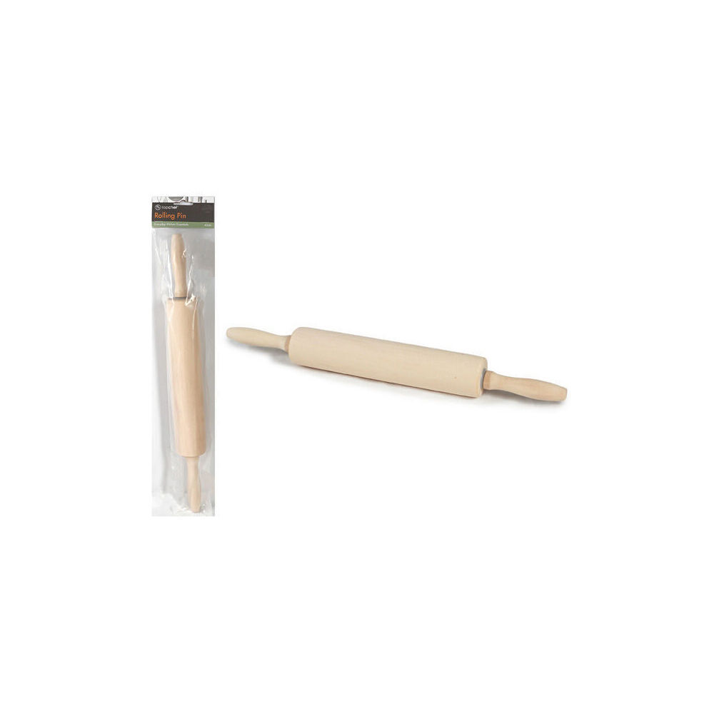 6PK Topchef Wooden Baking Rolling Pin Kitchen Utensil 42cm Natural