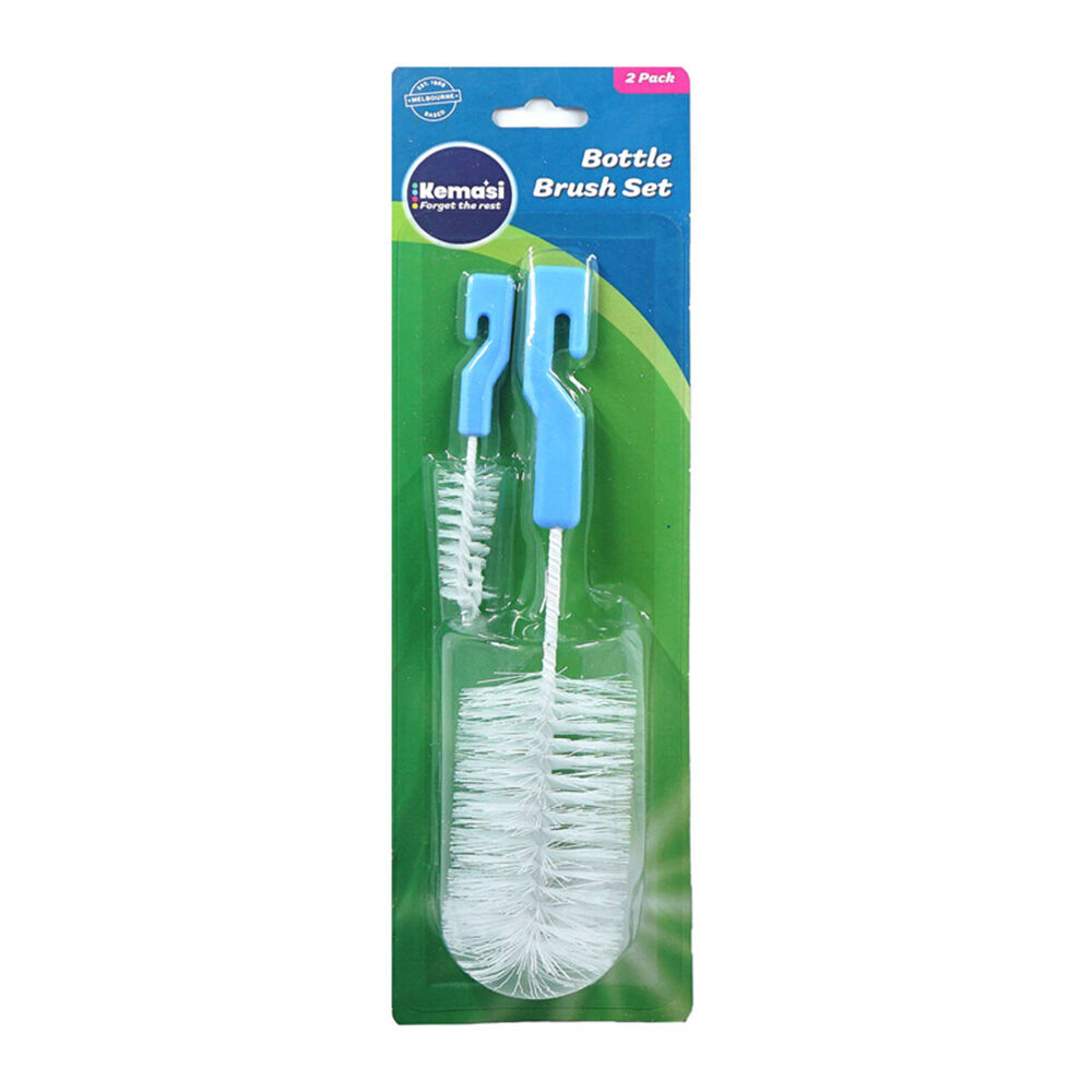12x 2pc Kemasi Bottle and Straw Cleaning Round Brush Set Blue & White
