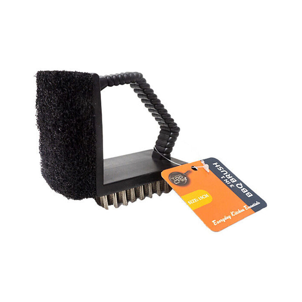 4PK Topchef 3-In-1 Multi Surface Barbeque Cleaning Brush 15cm Black