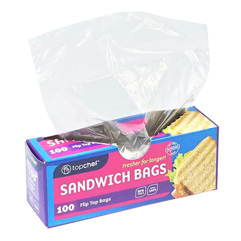 8x 100pc Topchef Home Kitchen Flip Top Sandwich Bag Food Storage
