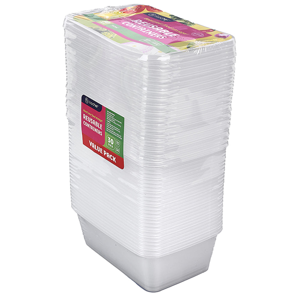 3x 30pc Topchef 750ml Rectangle Food Storage Container w/Lid