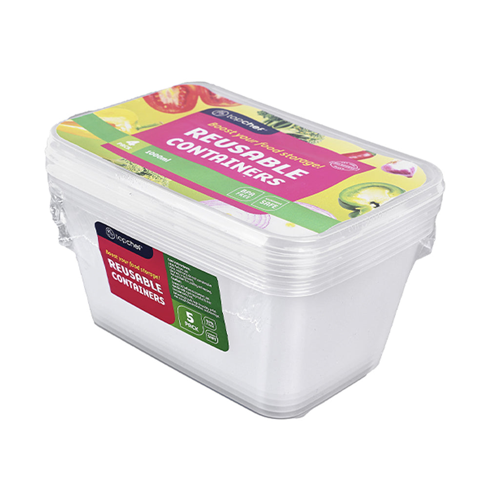 12x 4pc Topchef 1000ml Rectangle Food Container w/Lid